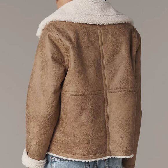 NEW BERNARDO Distressed Faux Suede And Faux Shearling Jacket 1025 6m3 - Picture 3 of 9